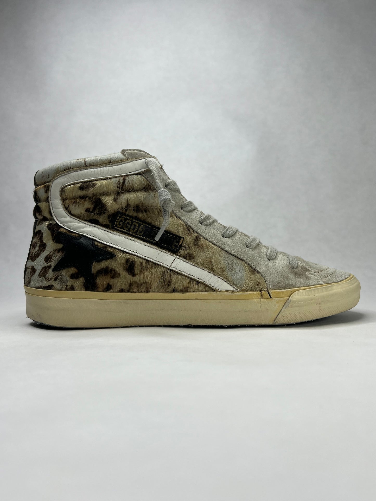 Golden Goose Slide High Top Leopard Sneaker