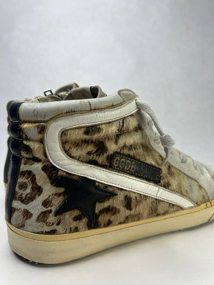 Golden Goose Slide High Top Leopard Sneaker