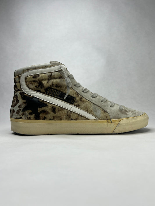 Golden Goose Slide High Top Leopard Sneaker