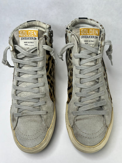 Golden Goose Slide High Top Leopard Sneaker