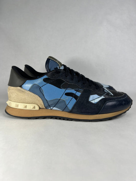 Valentino Camouflage Rockrunner Sneaker (Blue & Black)