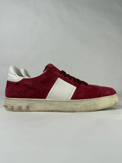 Valentino Fly Crew Suede Sneaker (Red)