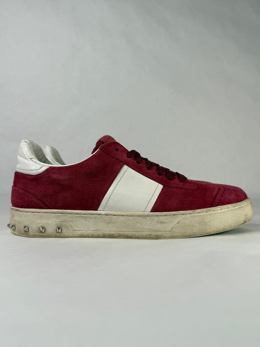 Valentino Fly Crew Suede Sneaker (Red)