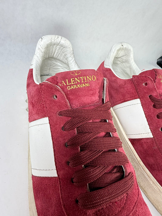 Valentino Fly Crew Suede Sneaker (Red)