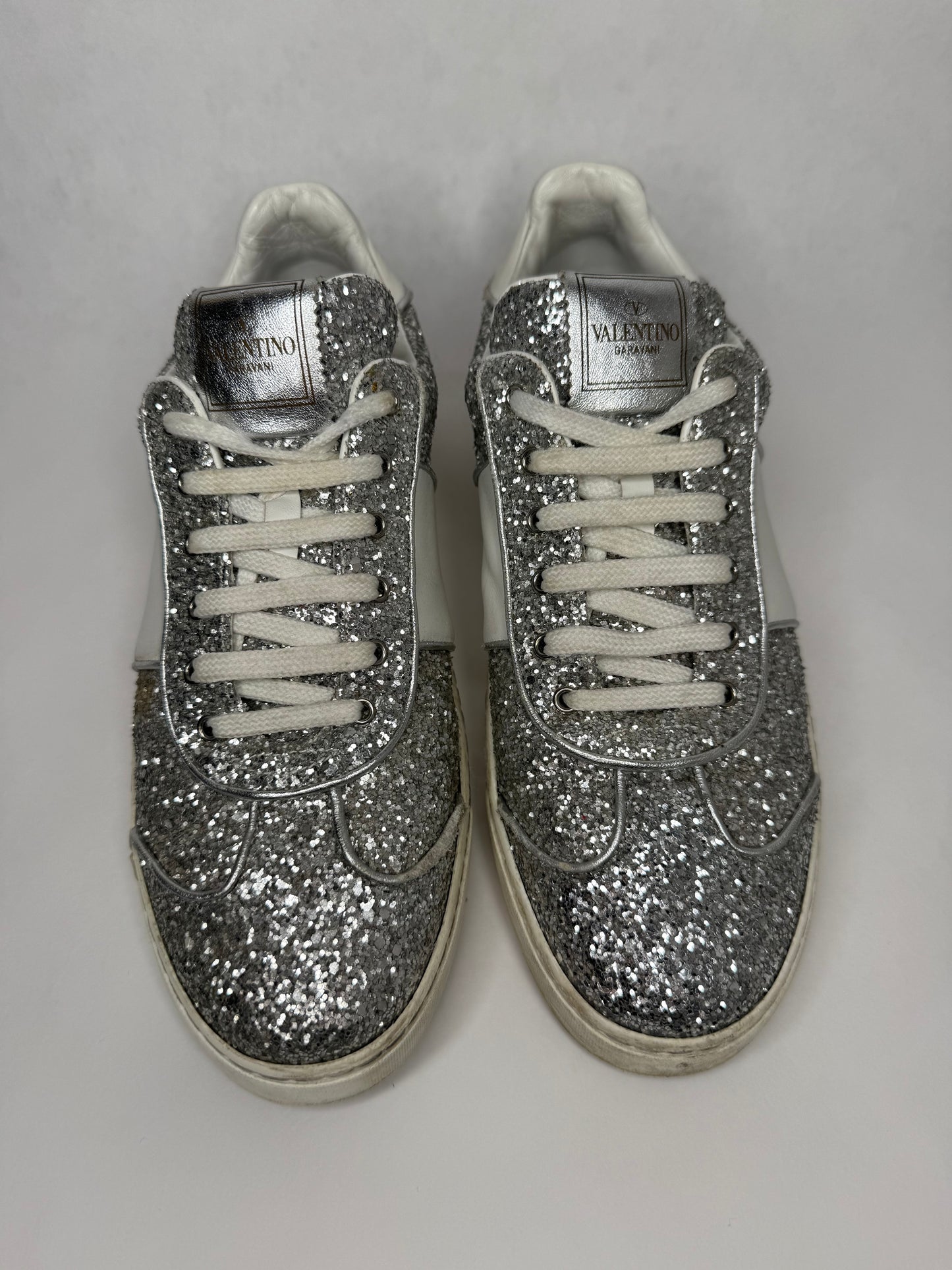 Valentino Fly Crew Suede Sneaker (Silver)