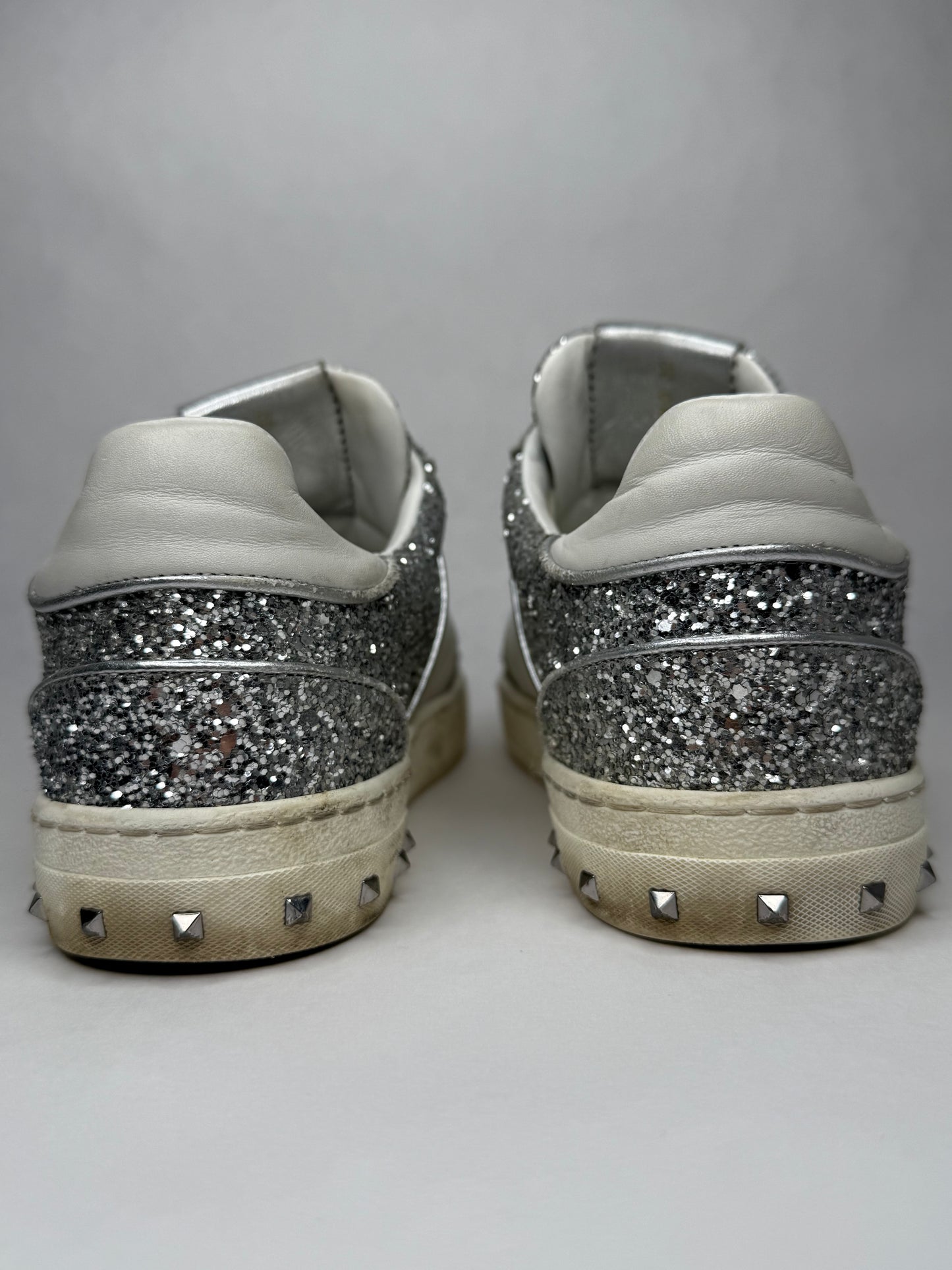 Valentino Fly Crew Suede Sneaker (Silver)