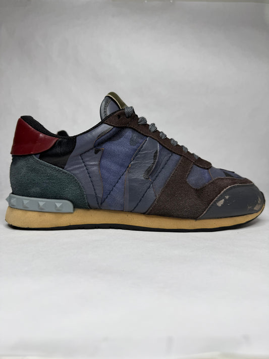 Valentino Camouflage Rockrunner Sneaker (Blue)