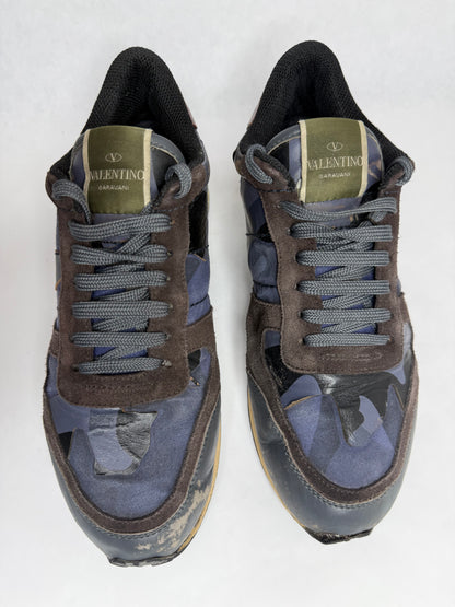 Valentino Camouflage Rockrunner Sneaker (Blue)