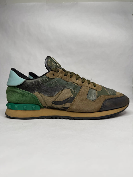 Valentino Camouflage Rockrunner Sneaker (Green & Black)