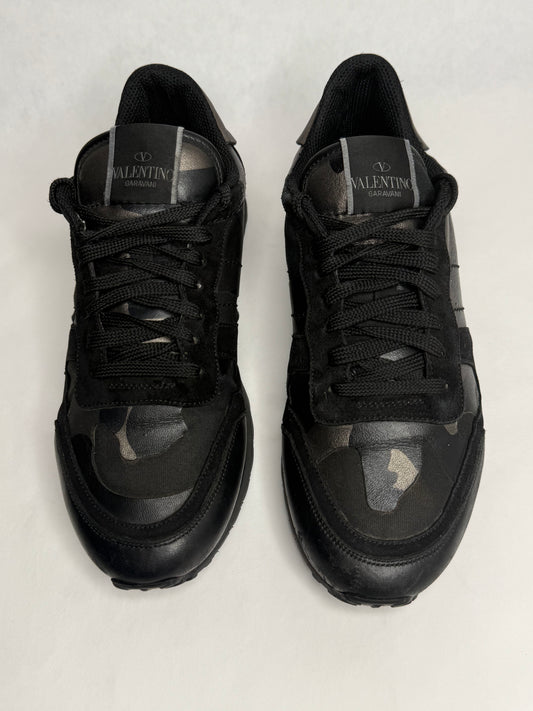 Valentino Camoflage Rockrunner Sneaker (Black)