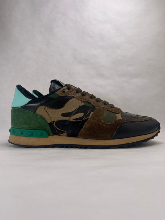 Valentino Camouflage Rockrunner Sneaker (Green & Black)
