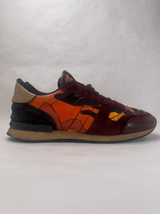 Valentino RockRunner Camo Sneaker (Red & Orange)